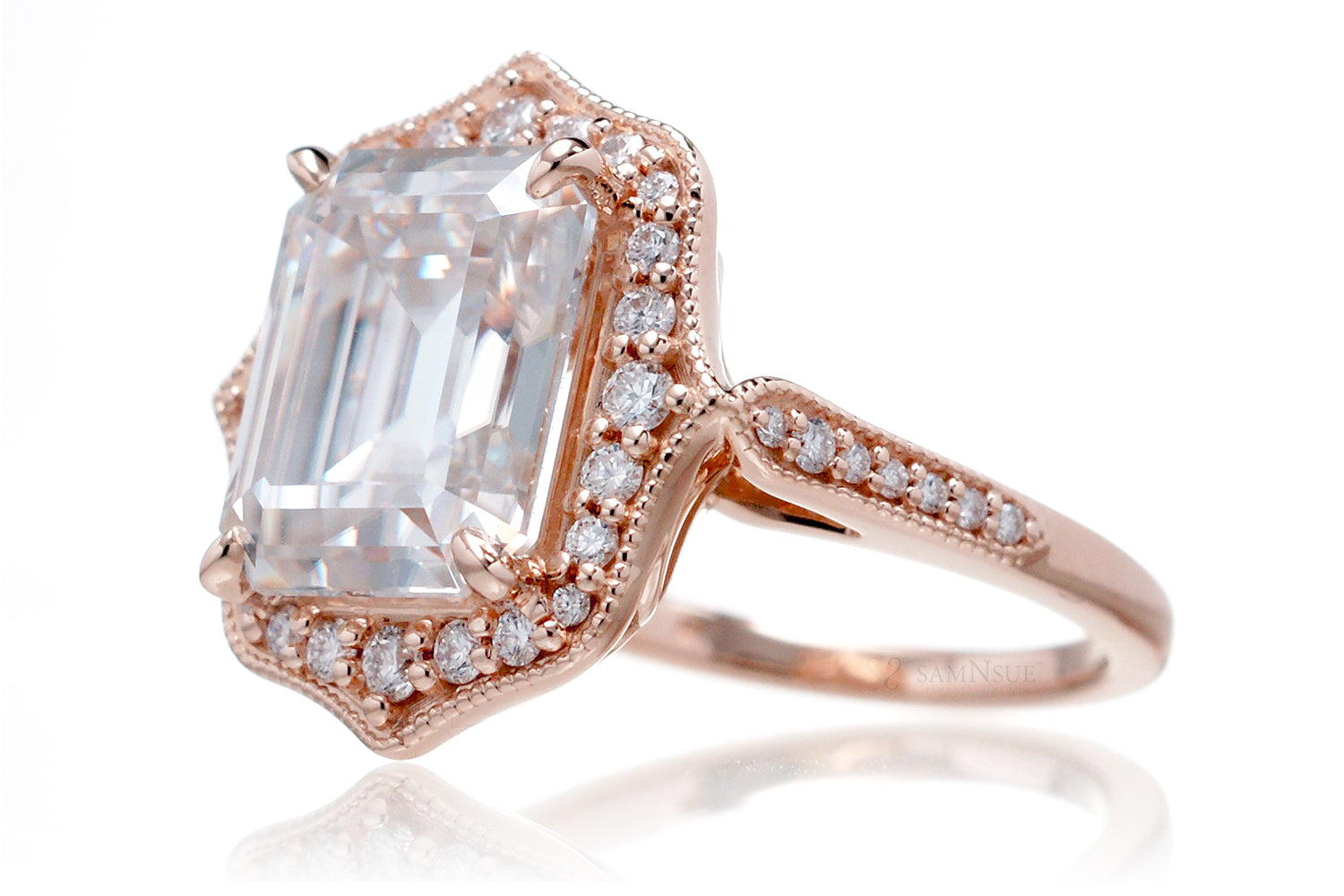 The Genevieve Emerald Cut Moissanite Ring