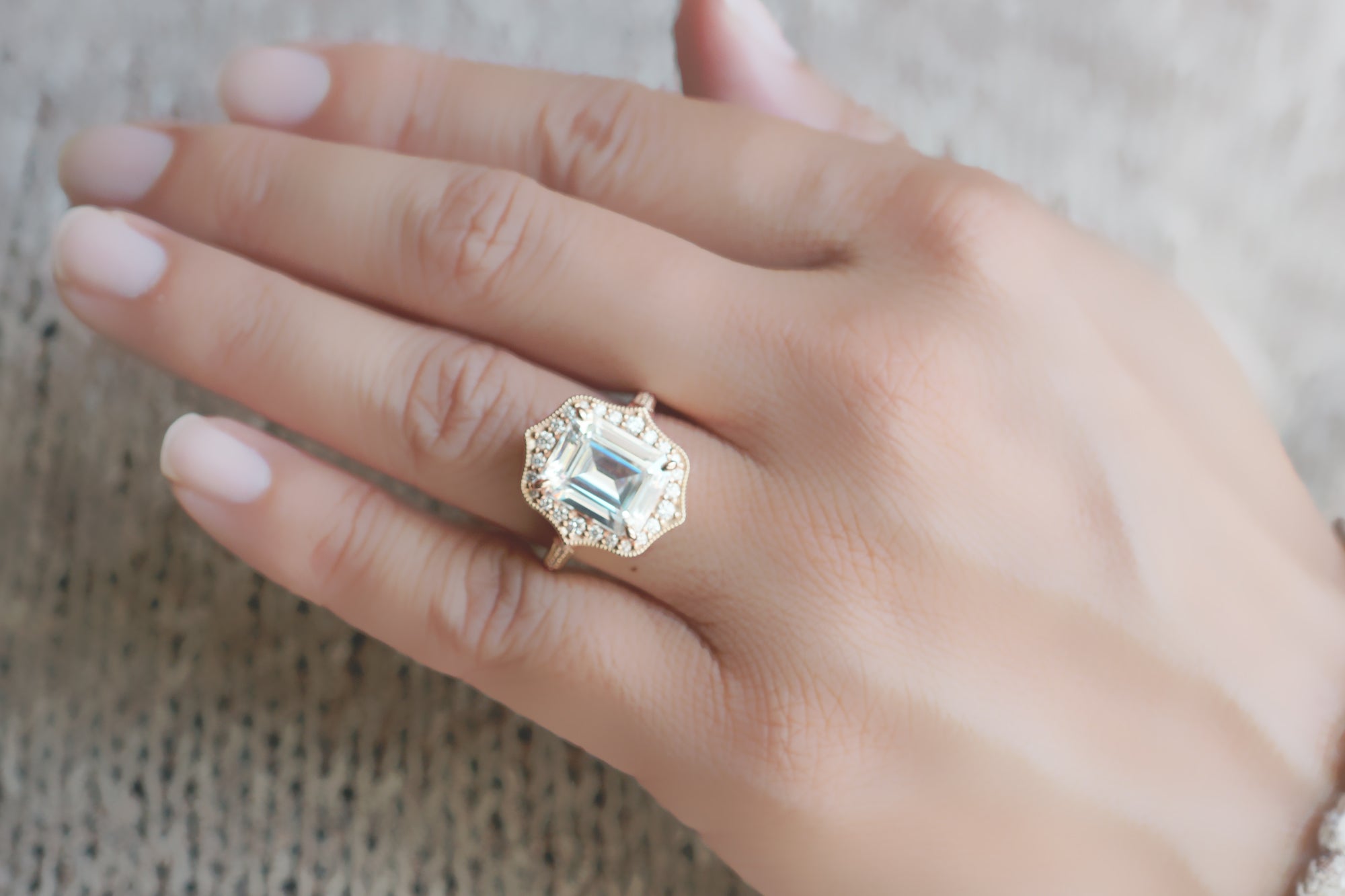 The Genevieve Emerald Cut Moissanite Ring