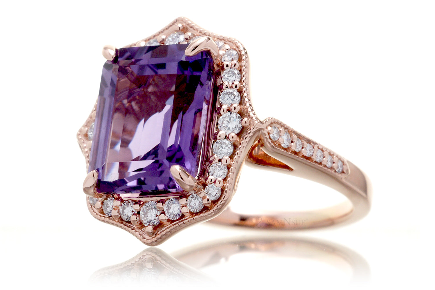 The Genevieve Emerald Cut Amethyst Ring