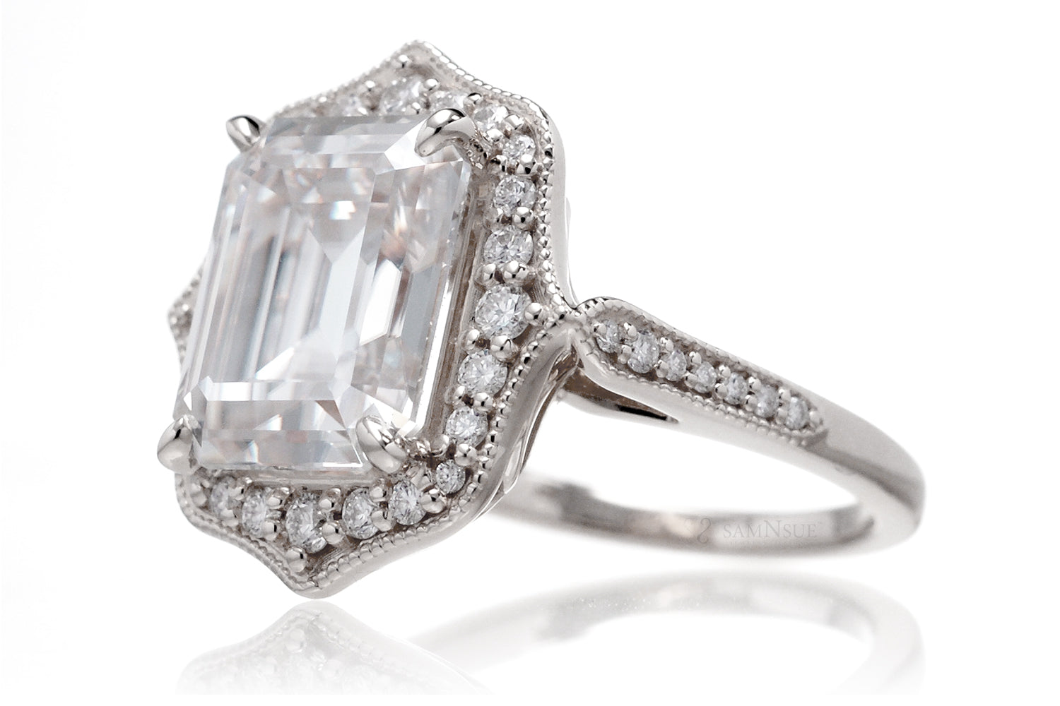 The Genevieve Emerald Cut Moissanite Ring