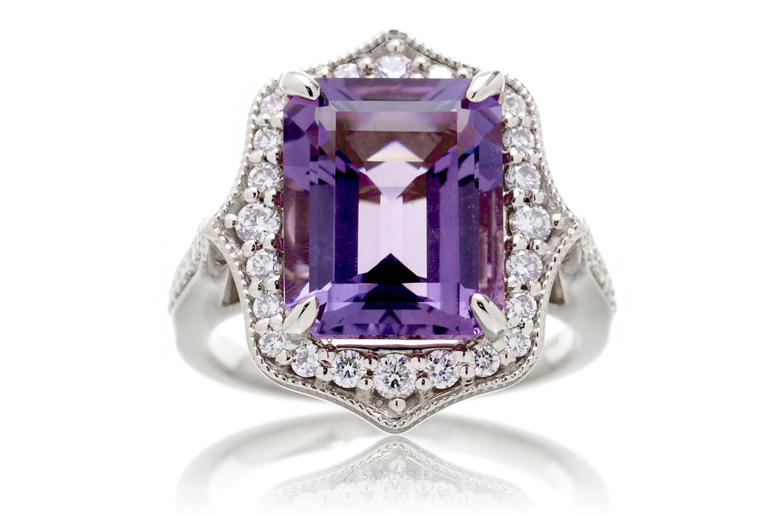 The Genevieve Emerald Cut Amethyst Ring