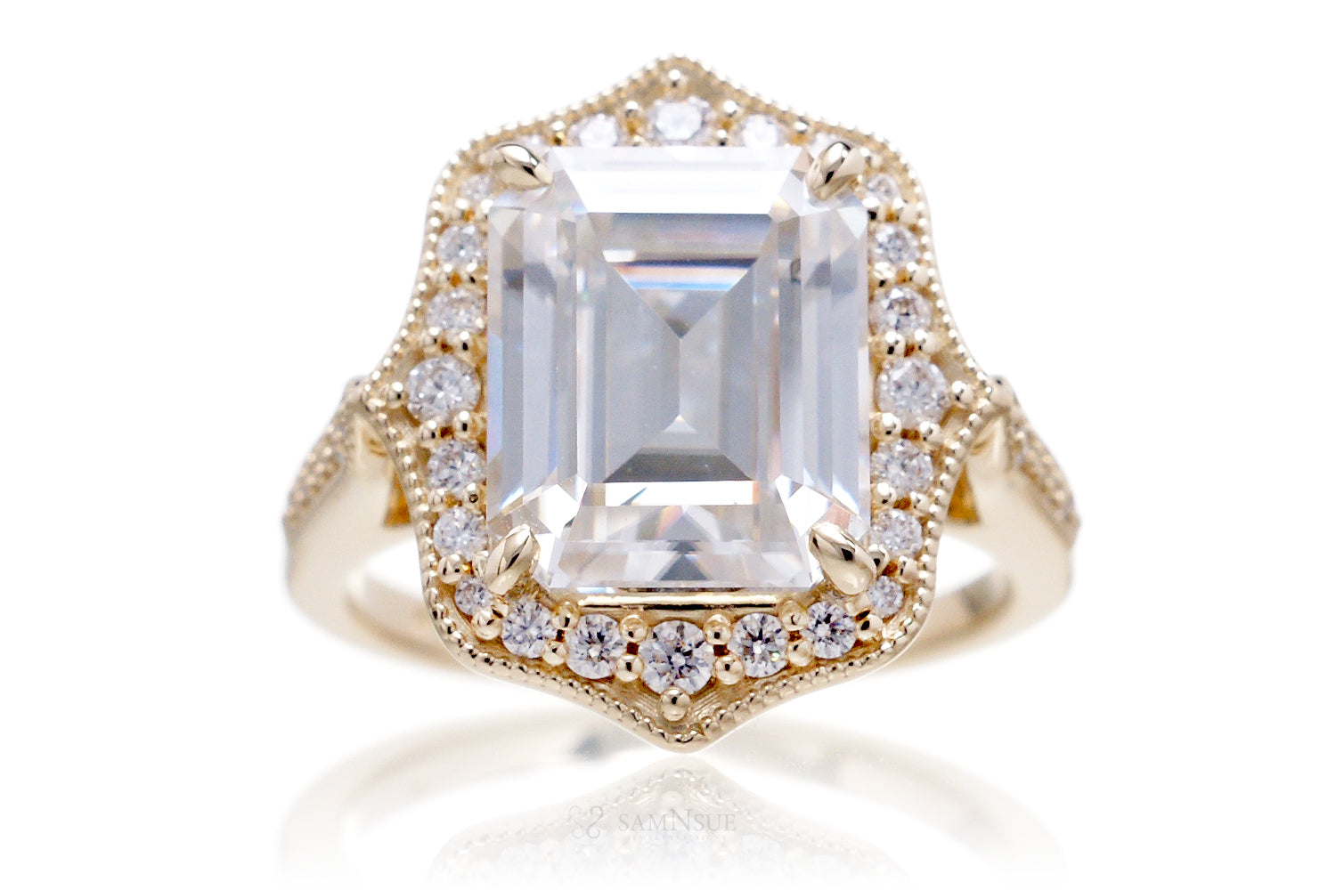 The Genevieve Emerald Cut Moissanite Ring
