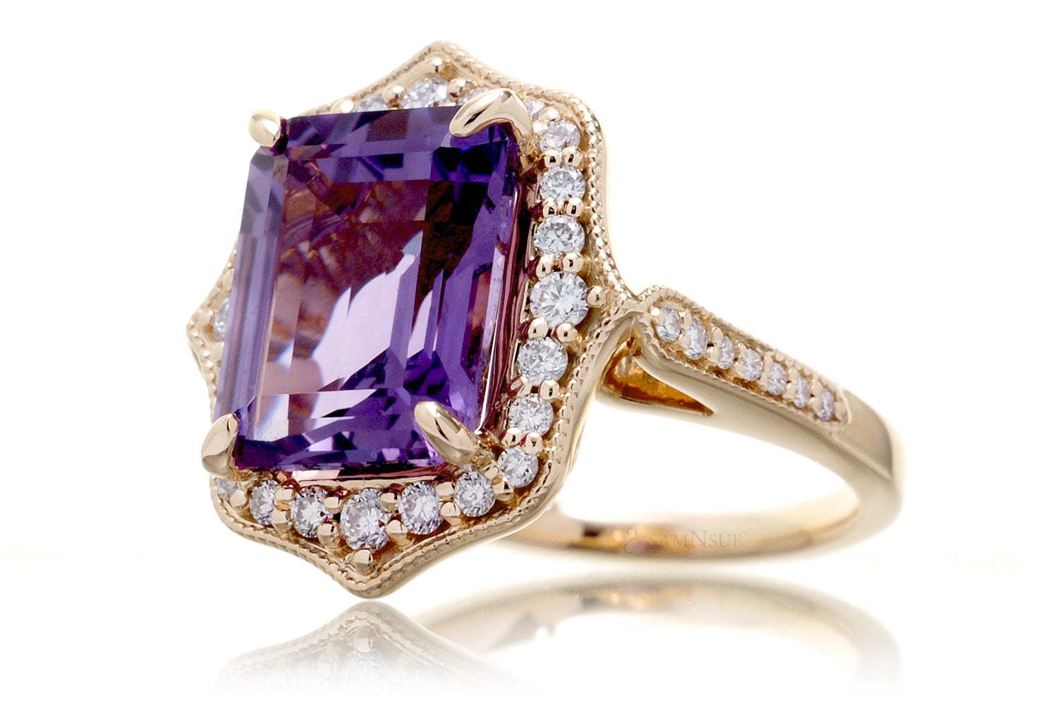The Genevieve Emerald Cut Amethyst Ring