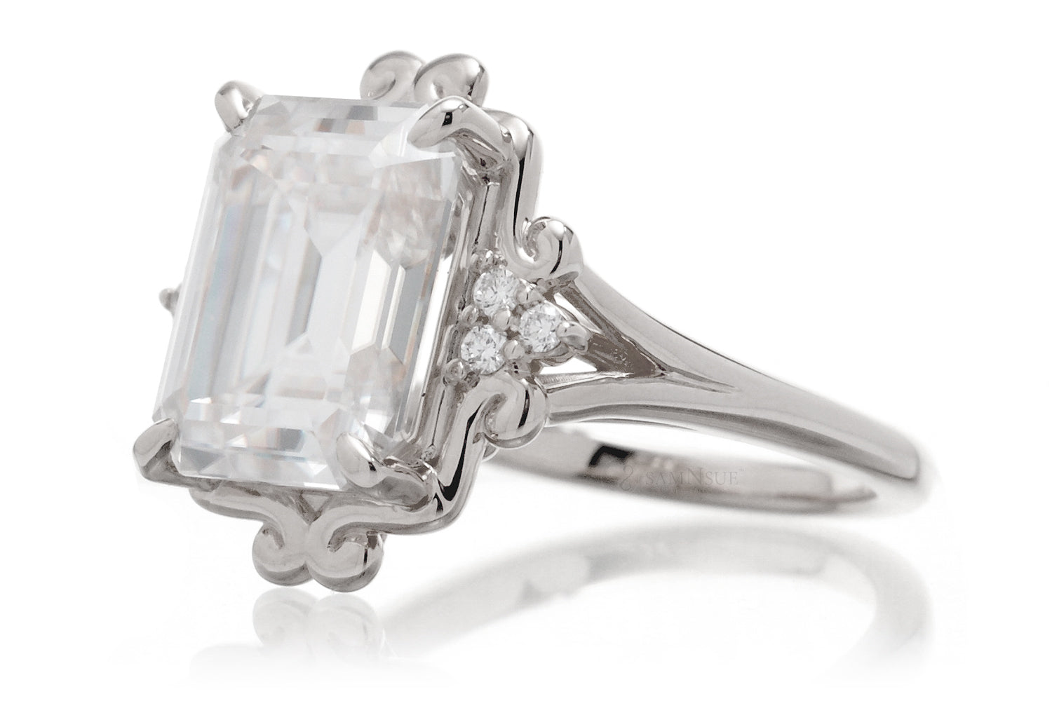 The Elizabeth Emerald Cut Moissanite
