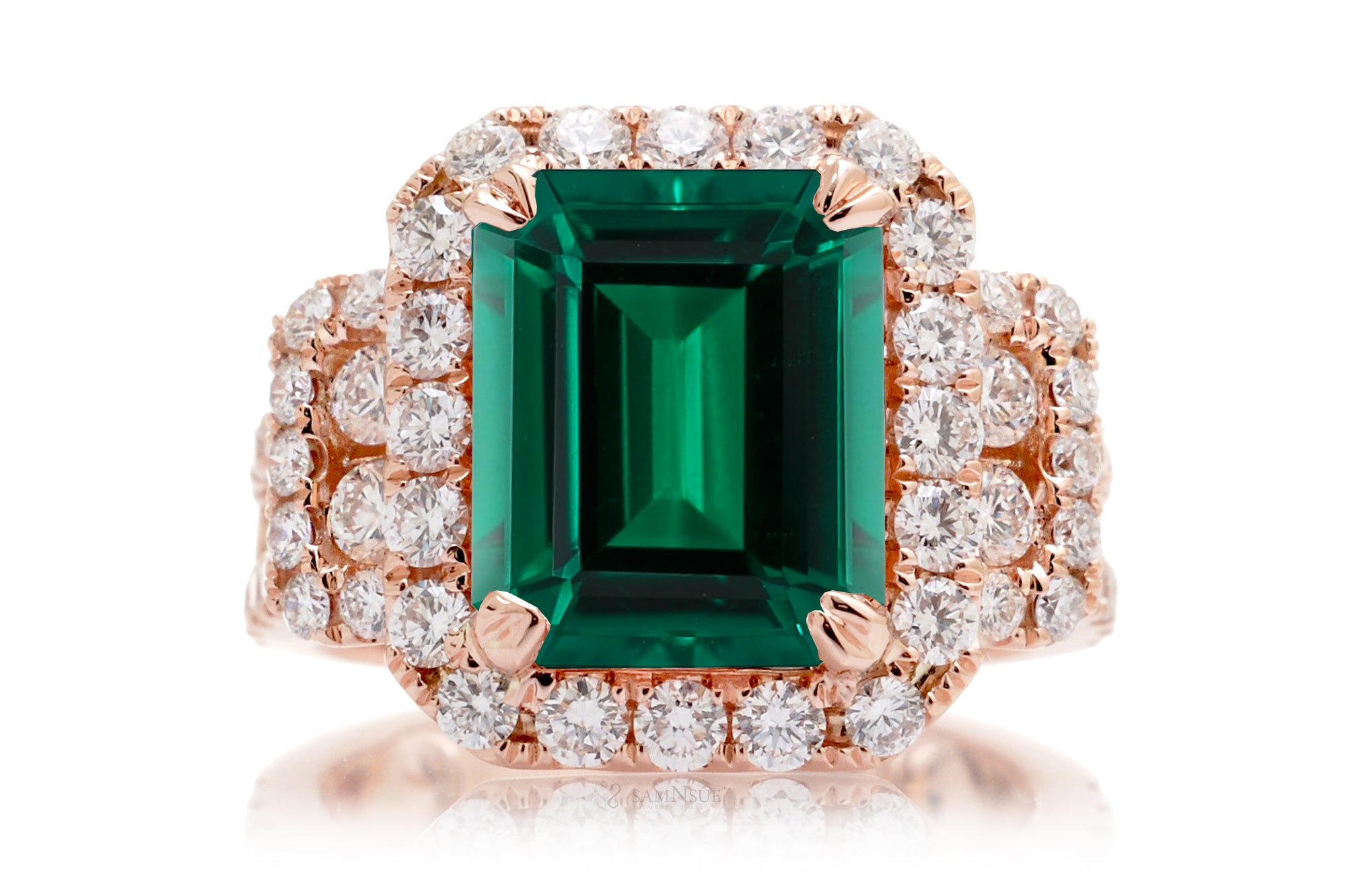 The Sydney Emerald Step Cut Emerald Ring