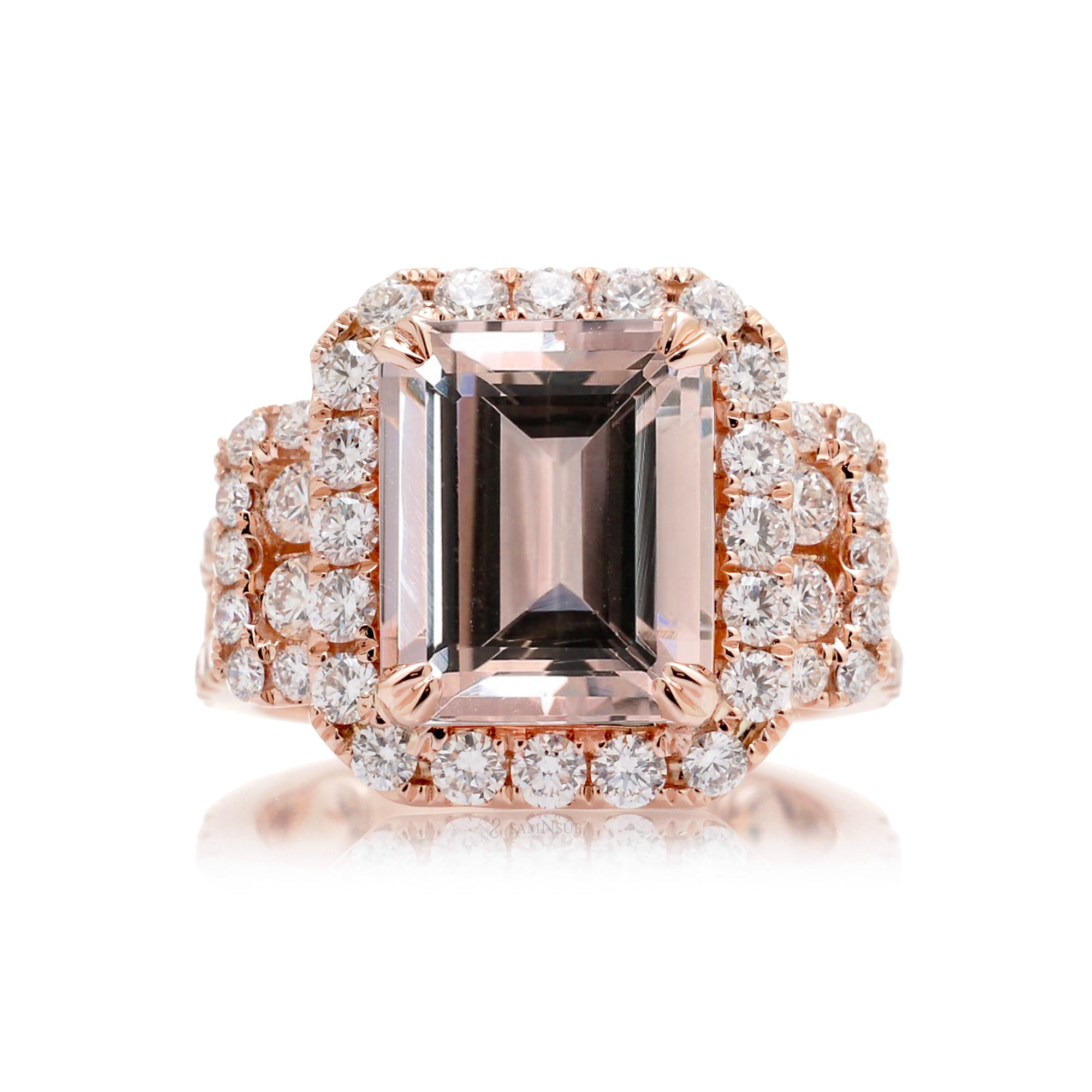 The Sydney Emerald Cut Morganite Ring