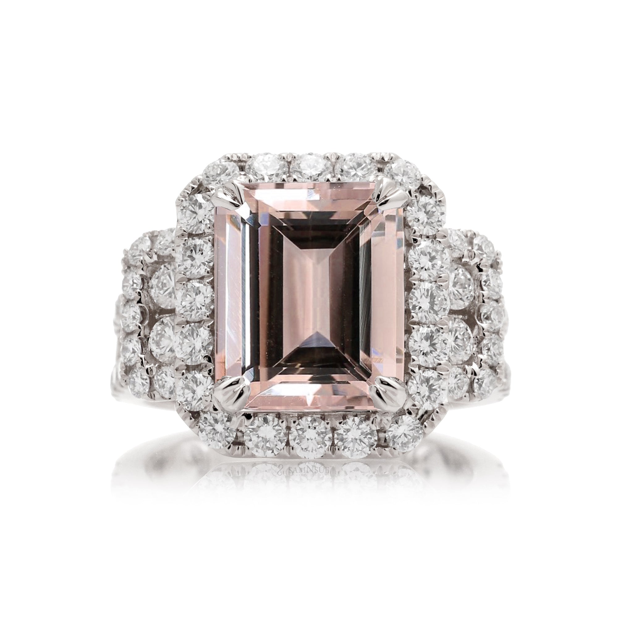 The Sydney Emerald Cut Morganite Ring