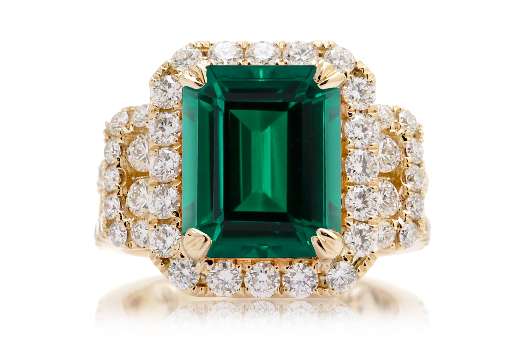 The Sydney Emerald Step Cut Emerald Ring