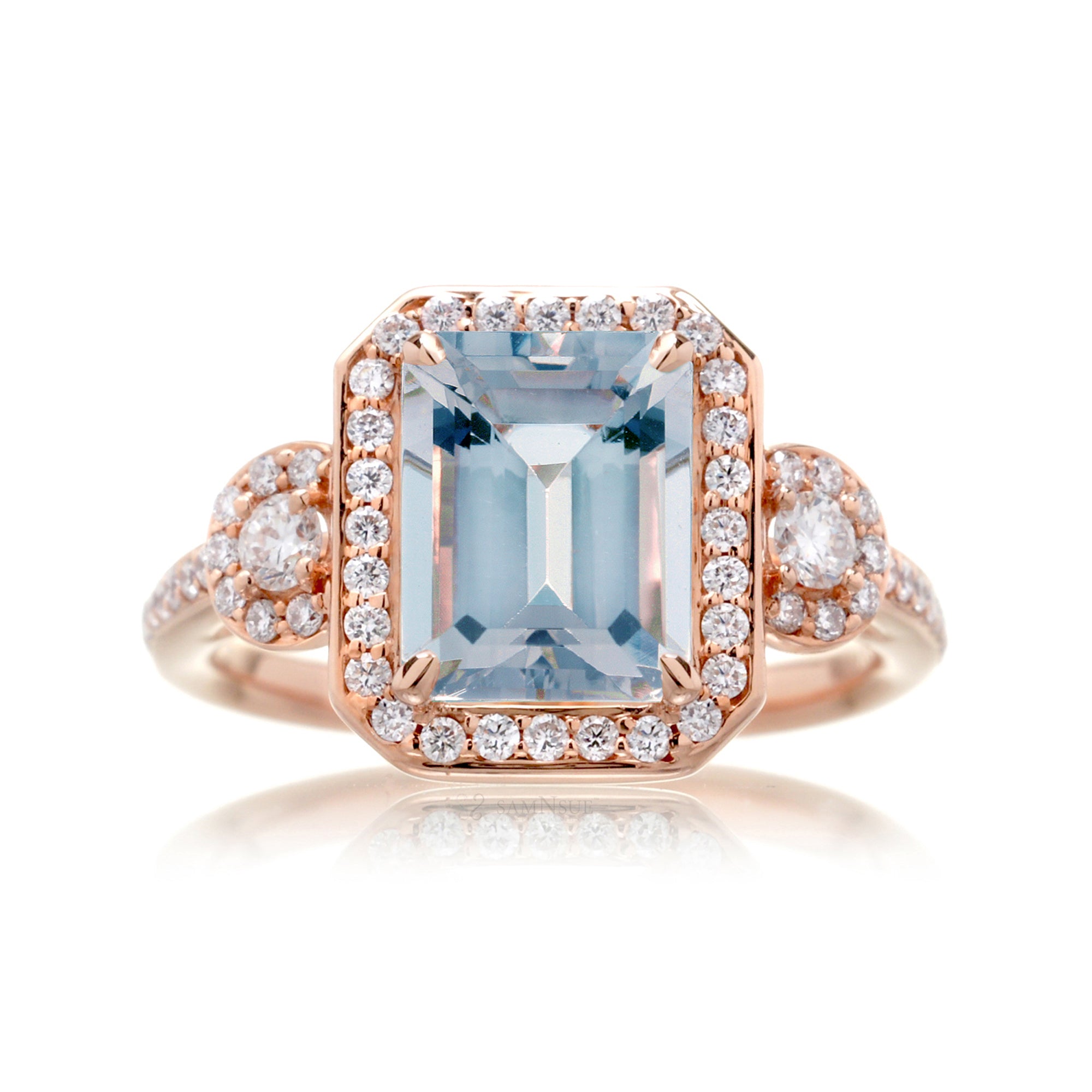 The Nancy Emerald Cut Aquamarine Ring