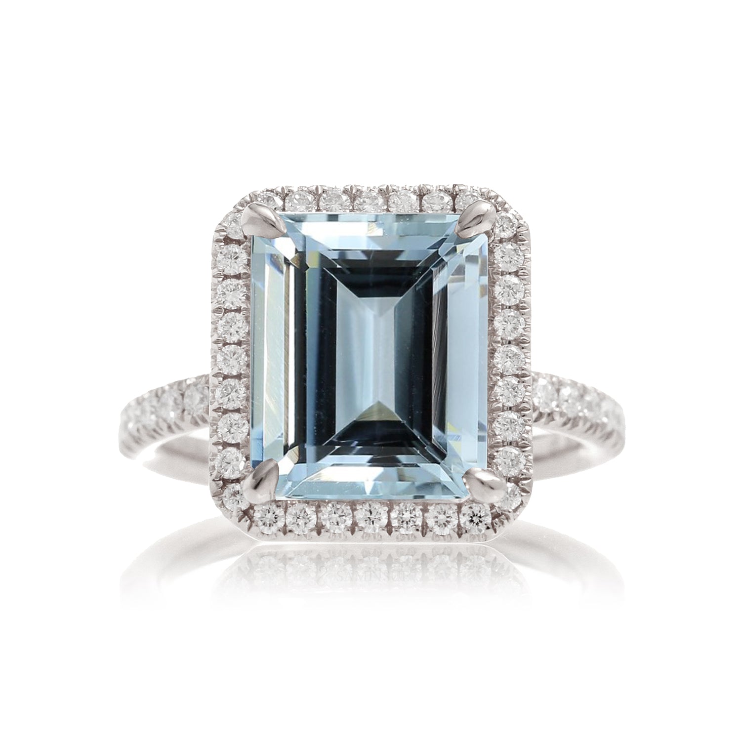 The Drenched Emerald Cut Aquamarine Ring