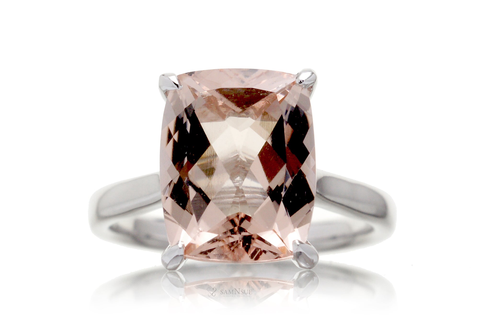 The Emily Solitaire Cushion Morganite (11x9mm)