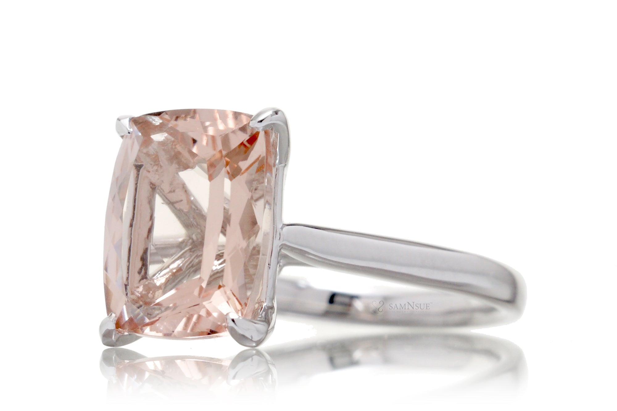 The Emily Solitaire Cushion Morganite (11x9mm)
