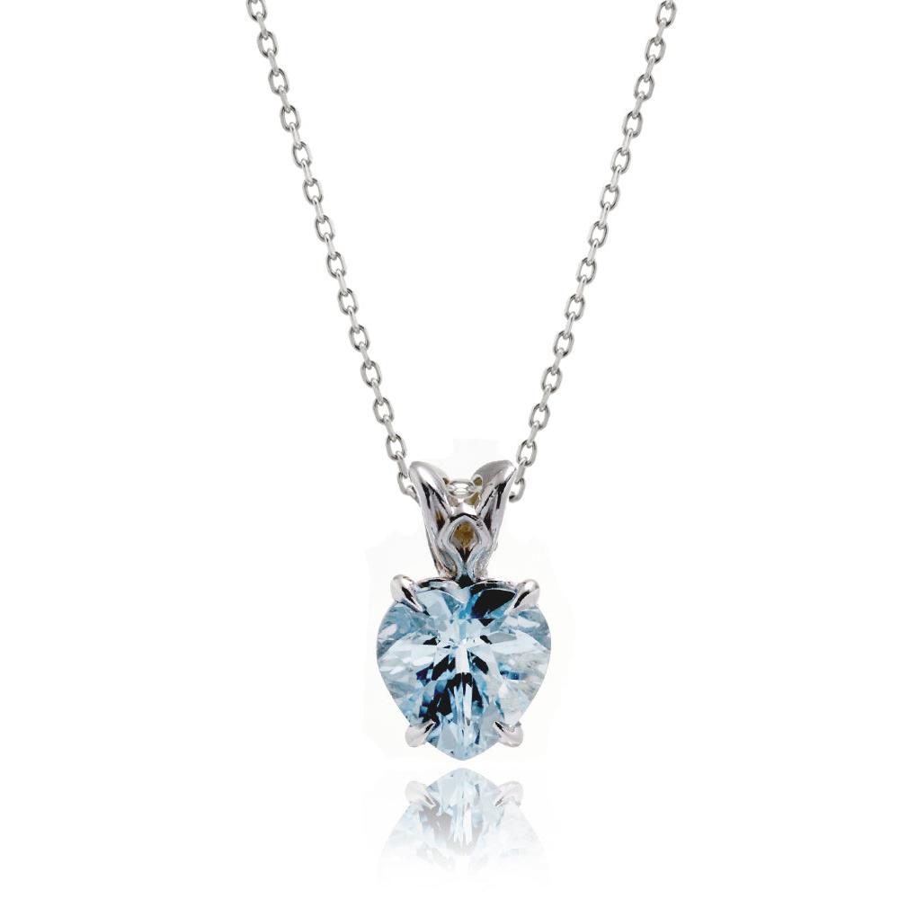 The Triple Loop Heart Aquamarine Pendant (8x8mm)