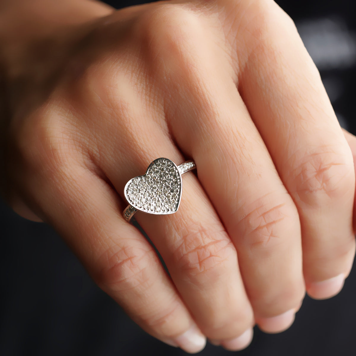 Heart pave diamond ring Clearance