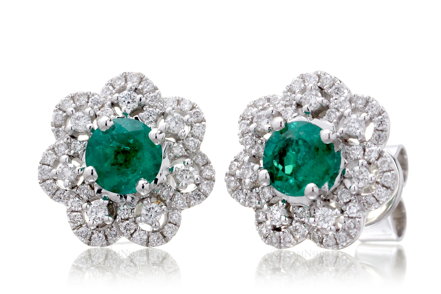 The Marguerite Emerald & Diamond Studs