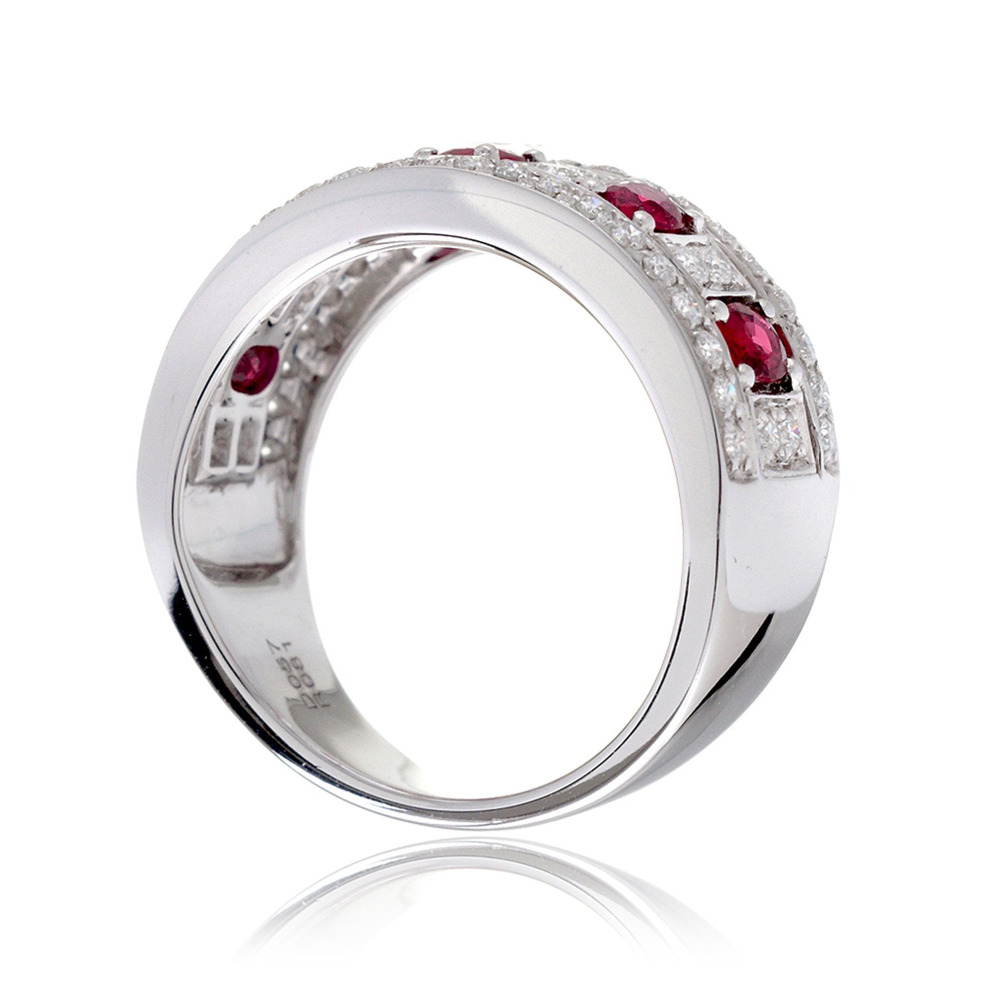 Five Stone Ruby Oval Diamond Anniversary Wedding Band - The Marjorie