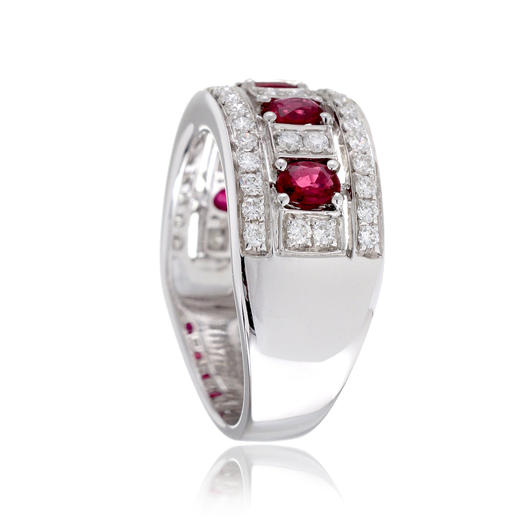 Five Stone Ruby Oval Diamond Anniversary Wedding Band - The Marjorie