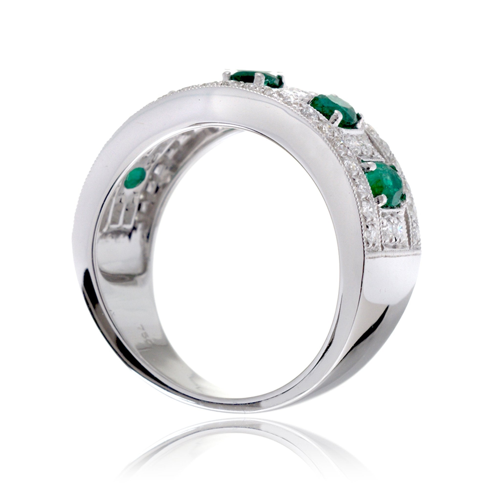 Five stone oval emeralds and diamond pave anniversary ring - the Marjorie