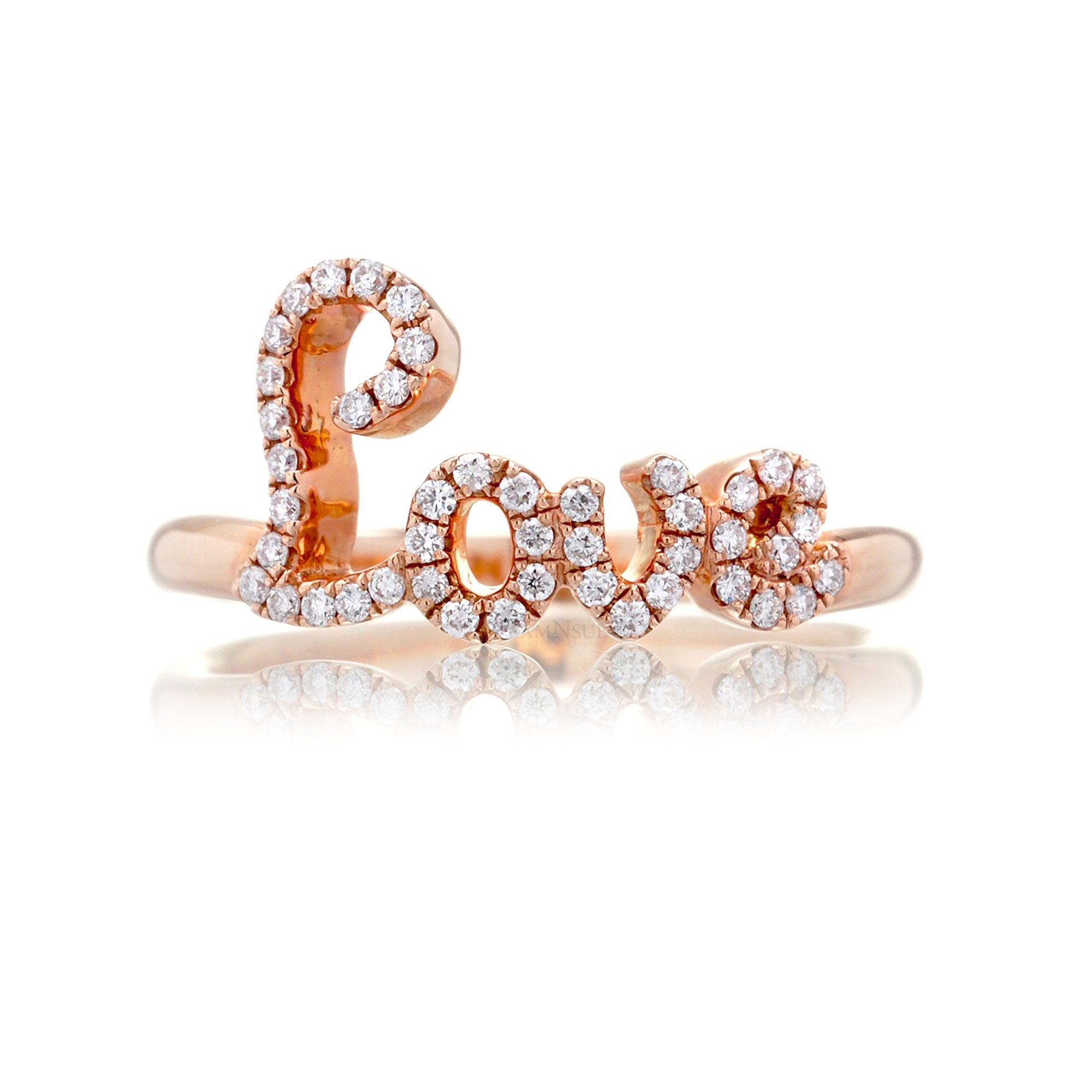 Capital L love diamond ring rose gold