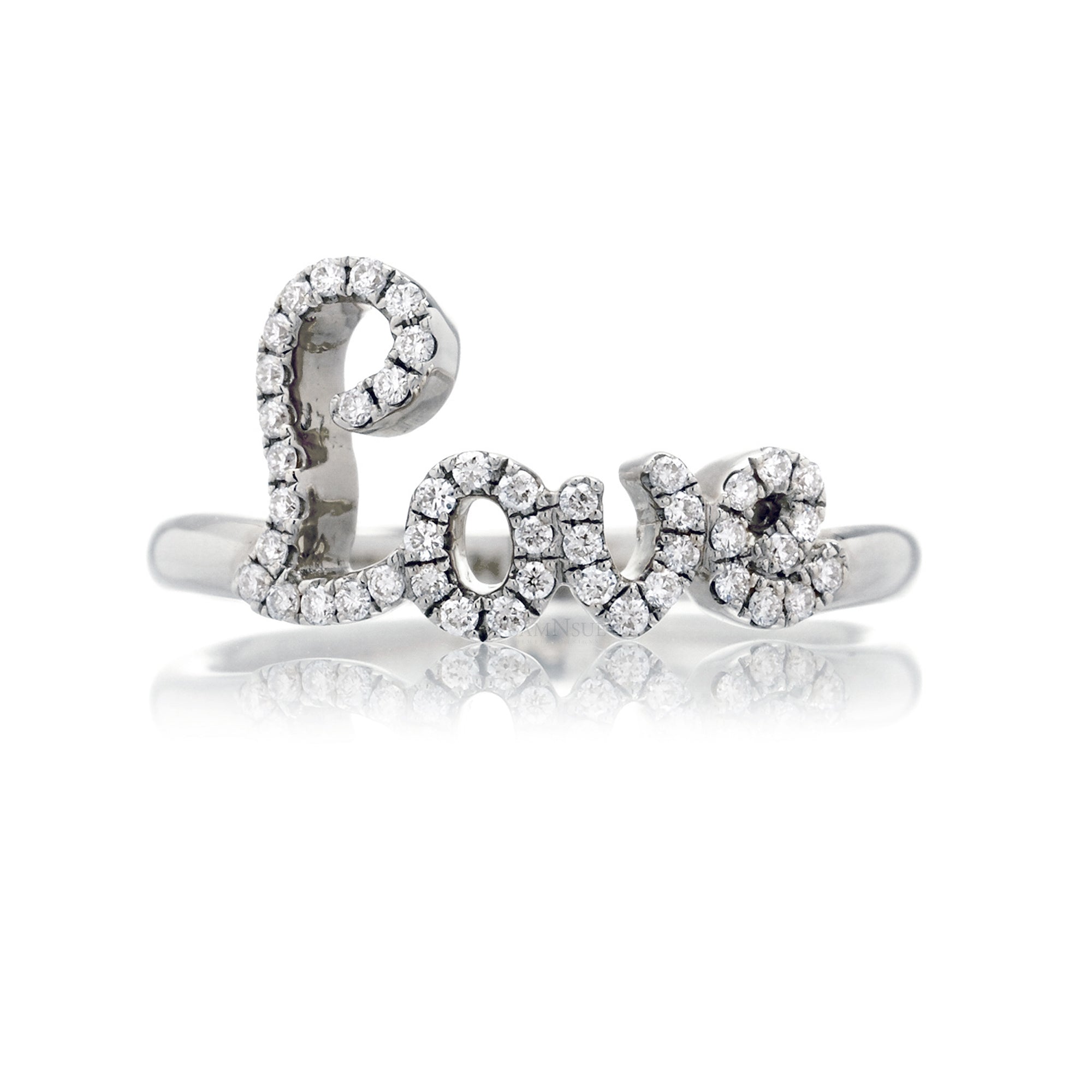 Capital L love diamond ring white gold