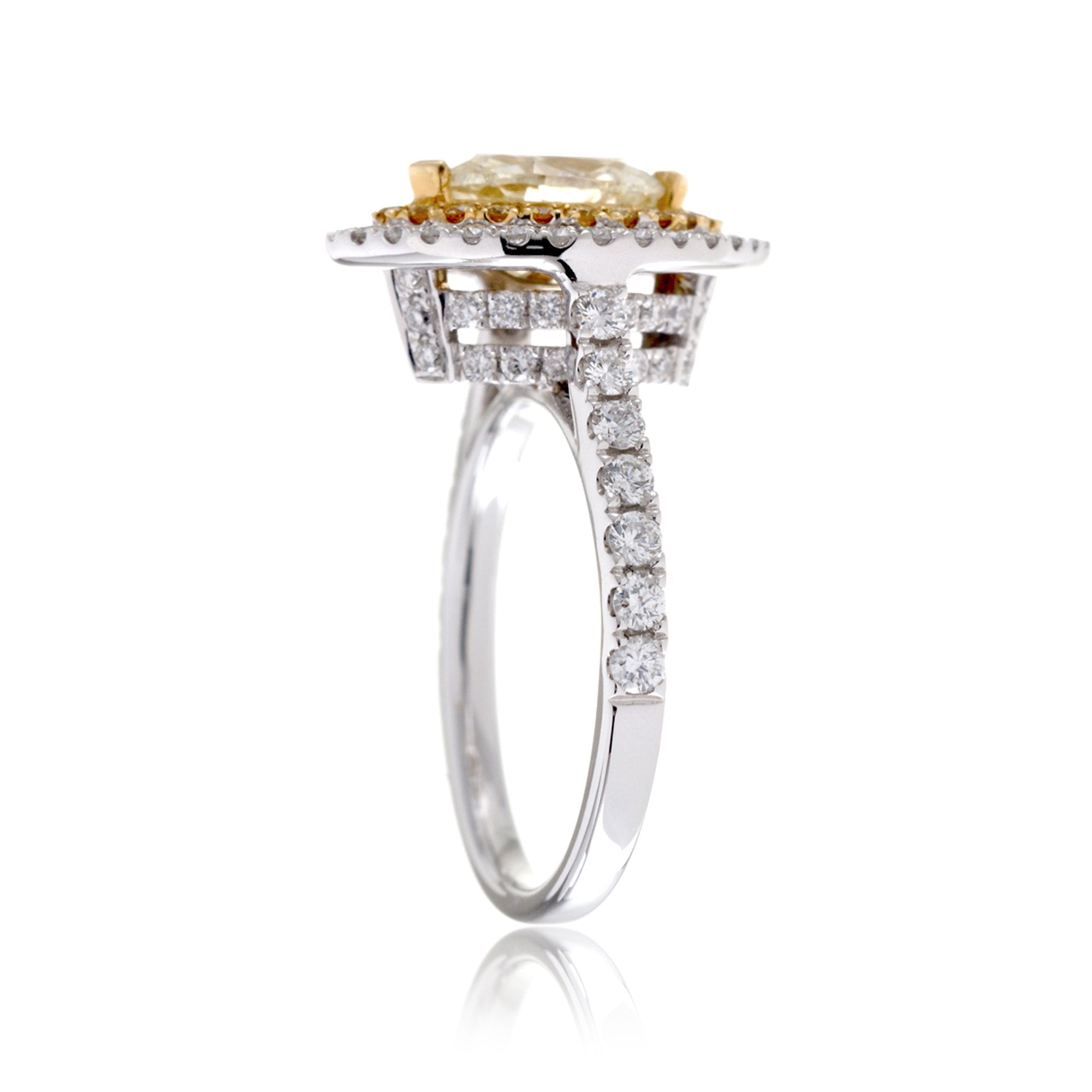 Marquise diamond double halo engagement ring