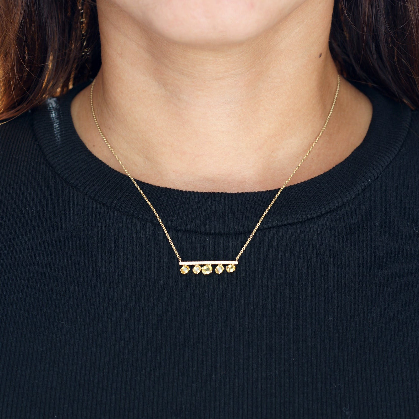The Five Dangling Stone Bar Necklace
