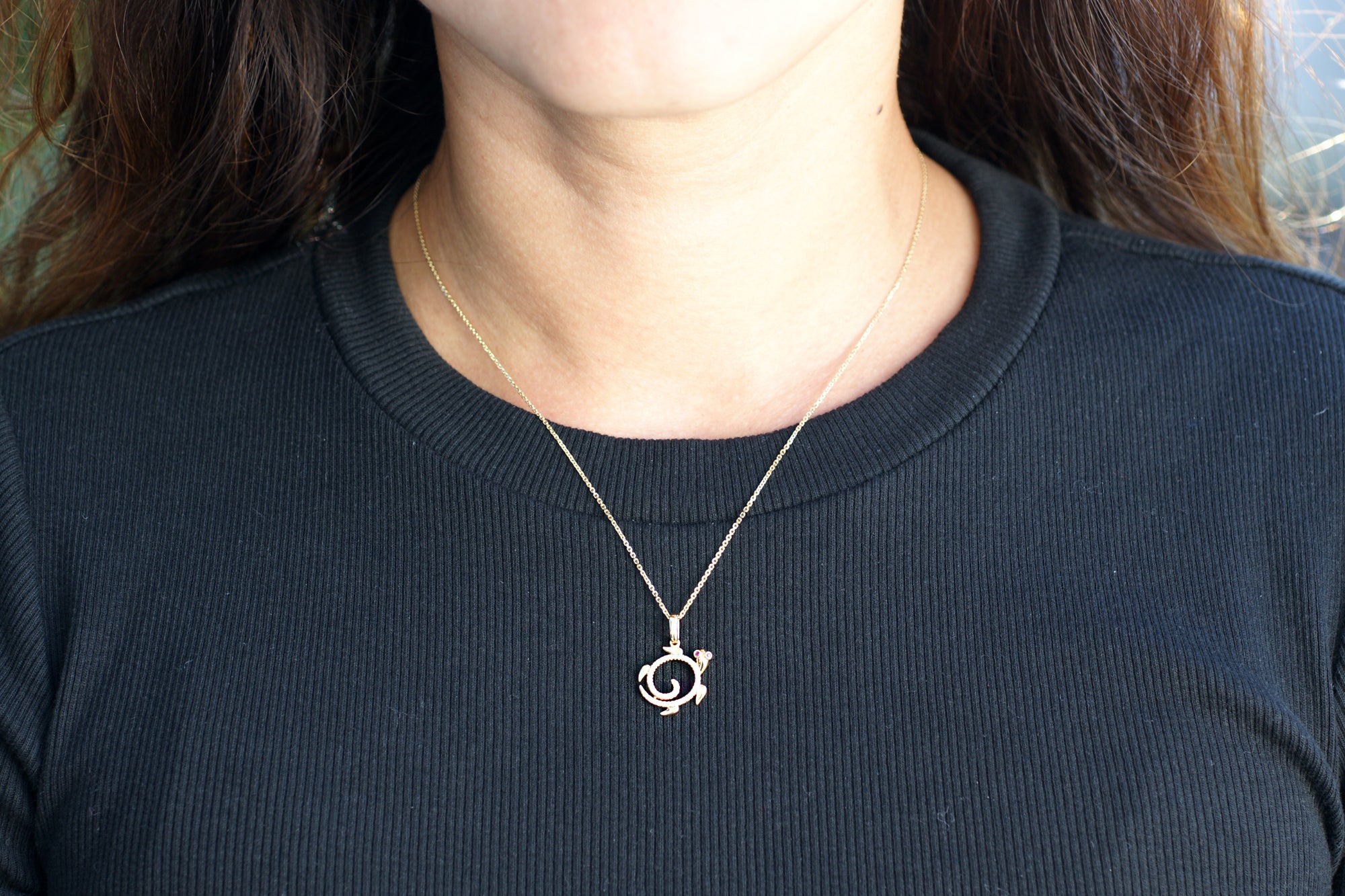 The Turtle Swirl Diamond Pendant