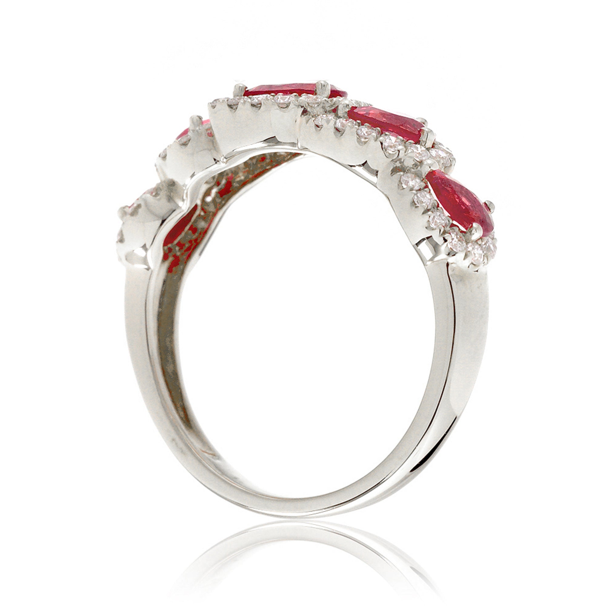 The Betty Pear Ruby & Diamond Halo Band