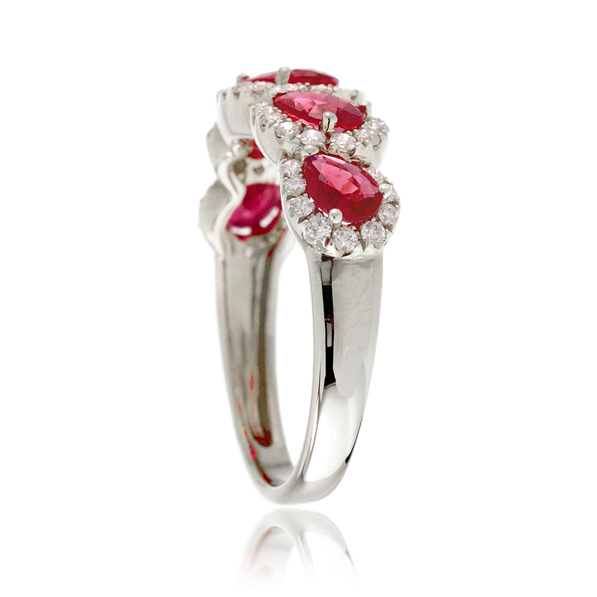 The Betty Pear Ruby & Diamond Halo Band