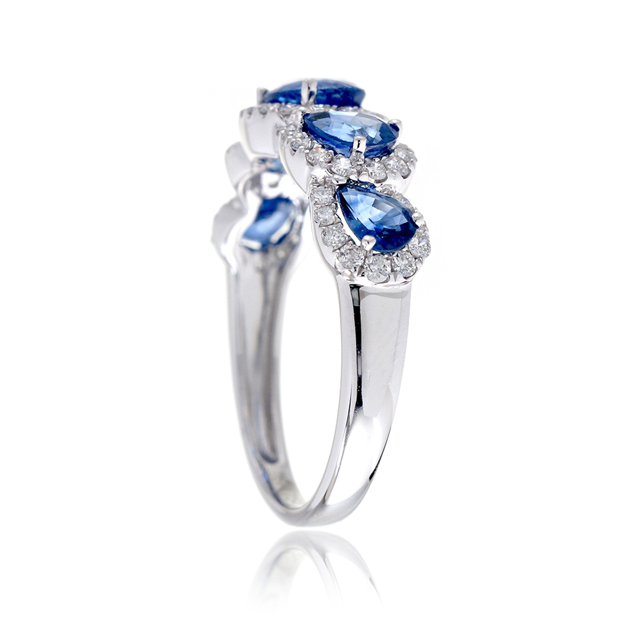 The Betty Pear Sapphire & Diamond Halo Band