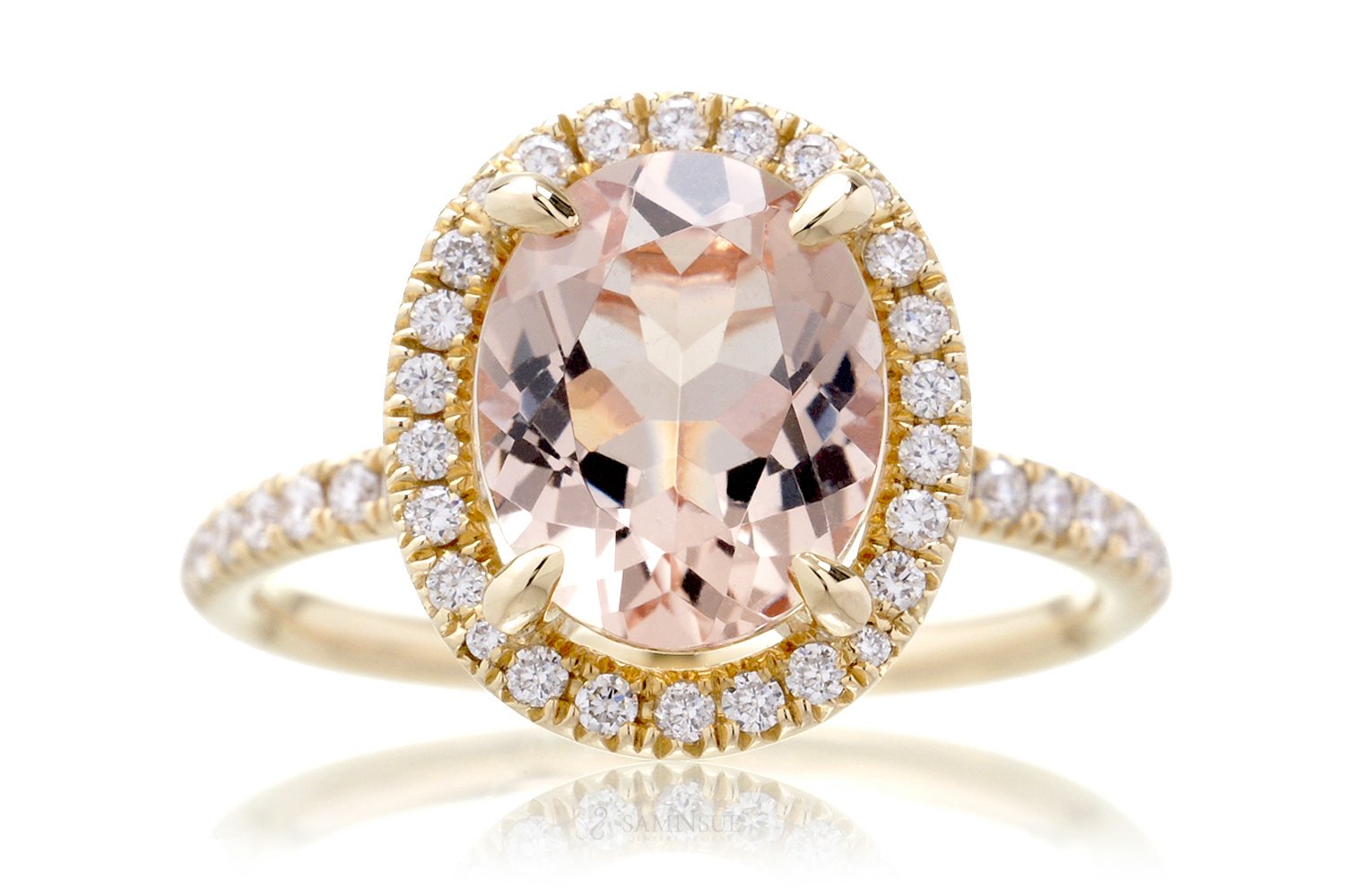 Oval cut morganite engagement ring The Drenched yellow gold