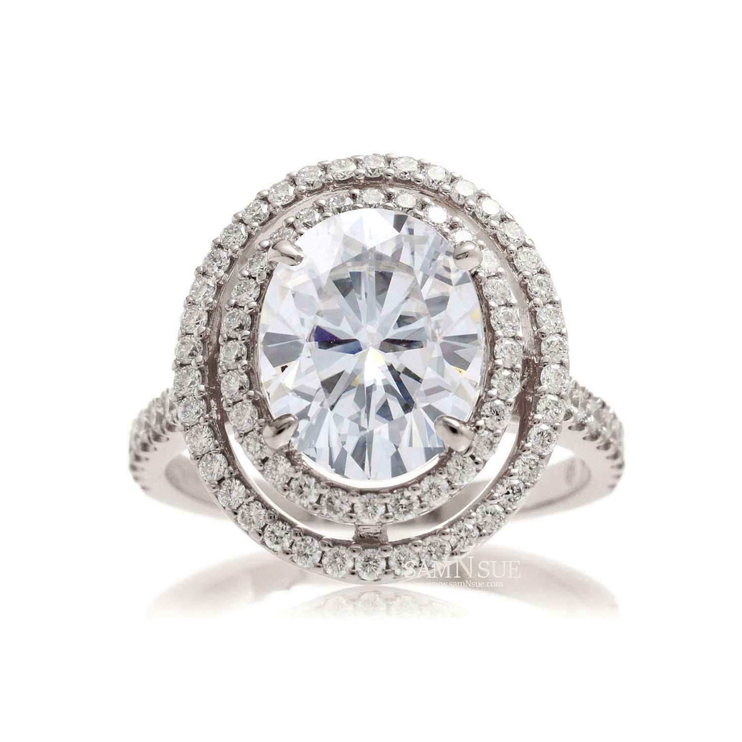 The Steffy Double Halo Oval Moissanite