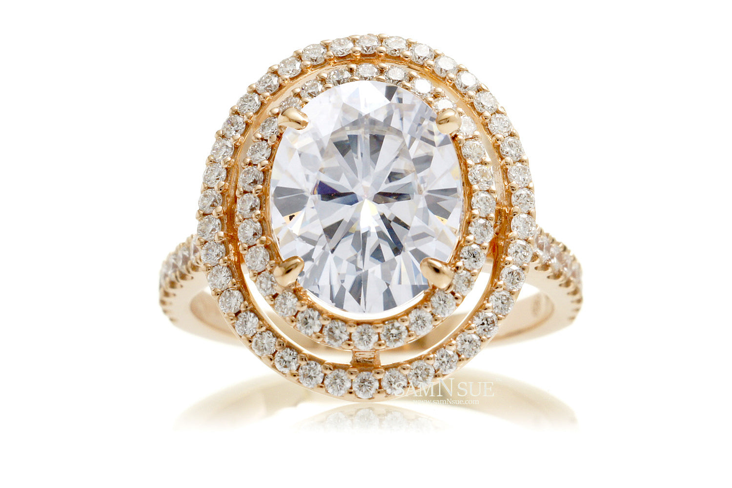 The Steffy Double Halo Oval Moissanite