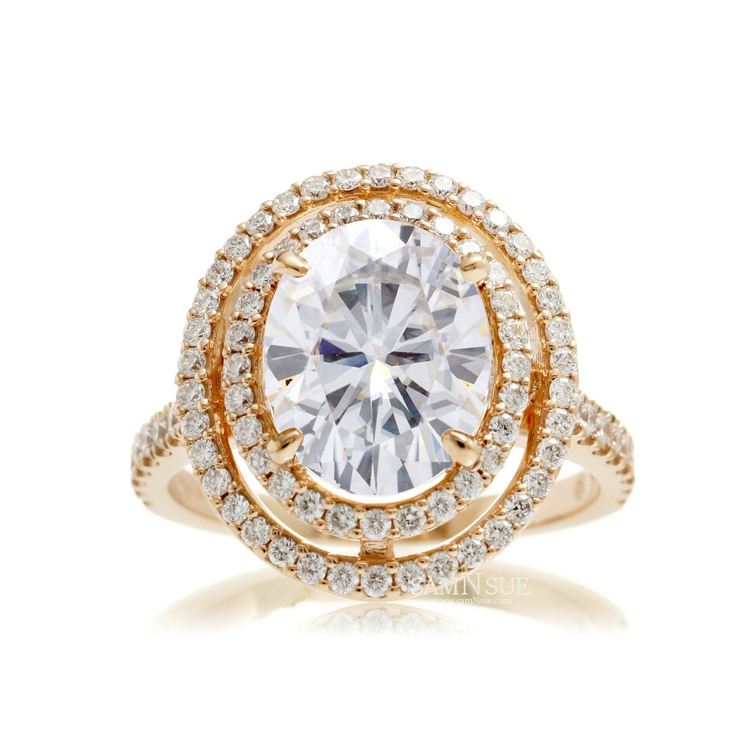 The Steffy Double Halo Oval Moissanite