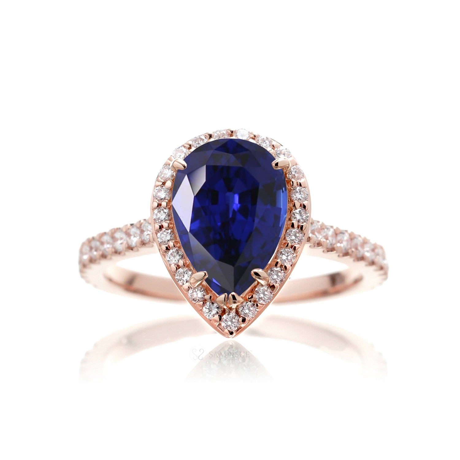 The Sunset Pear Blue Lab-Grown Sapphire