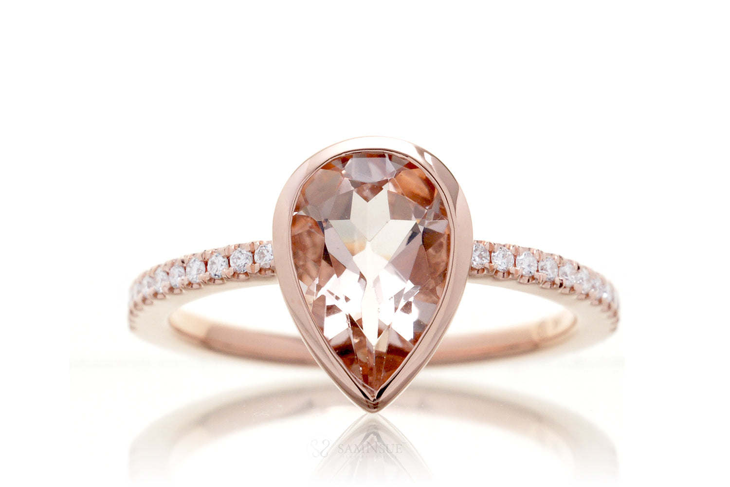 Pear Morganite Bezel-Set Engagement Ring | The Beverly In Rose Gold