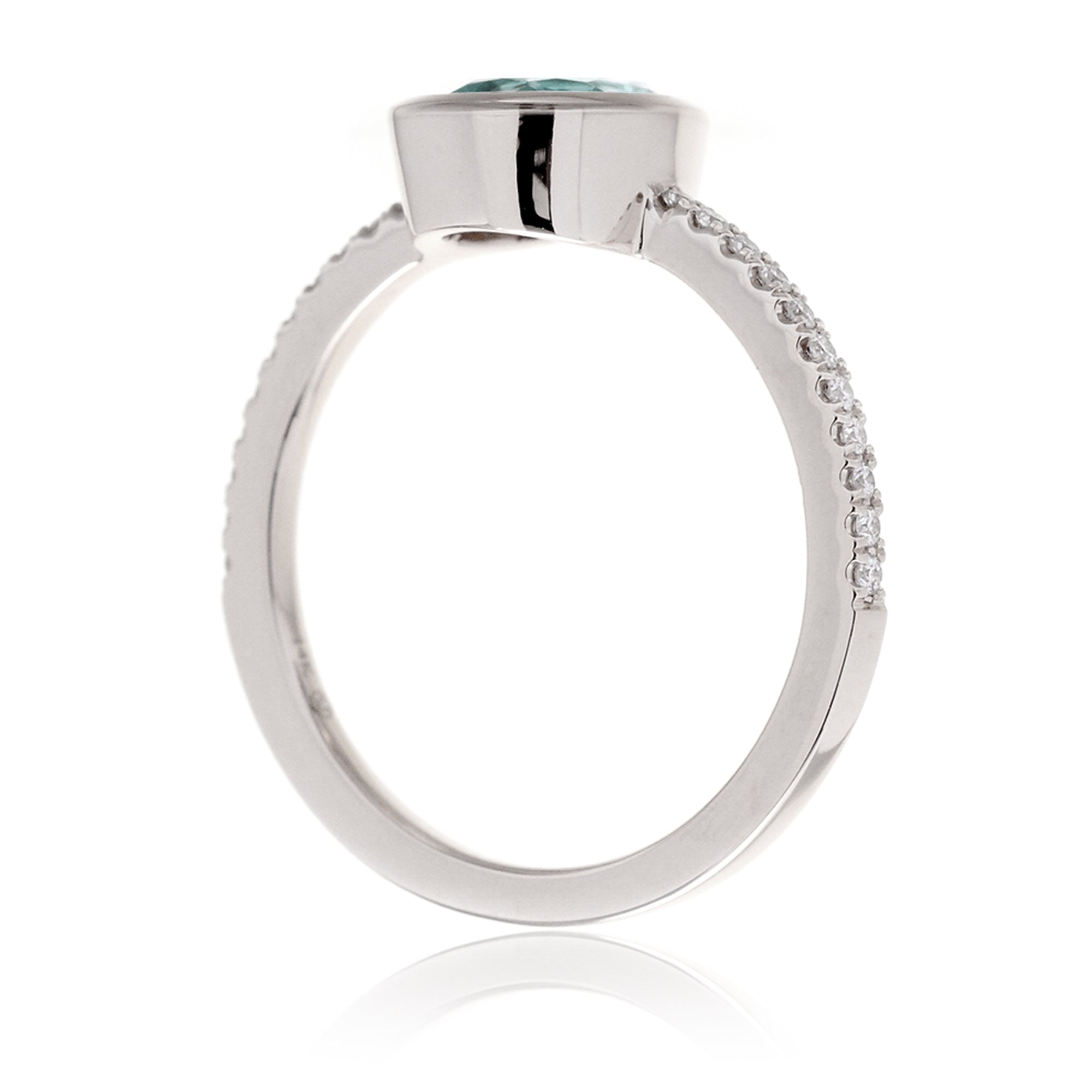 Bezel pear aquamarine teardrop engagement ring The Beverly white gold