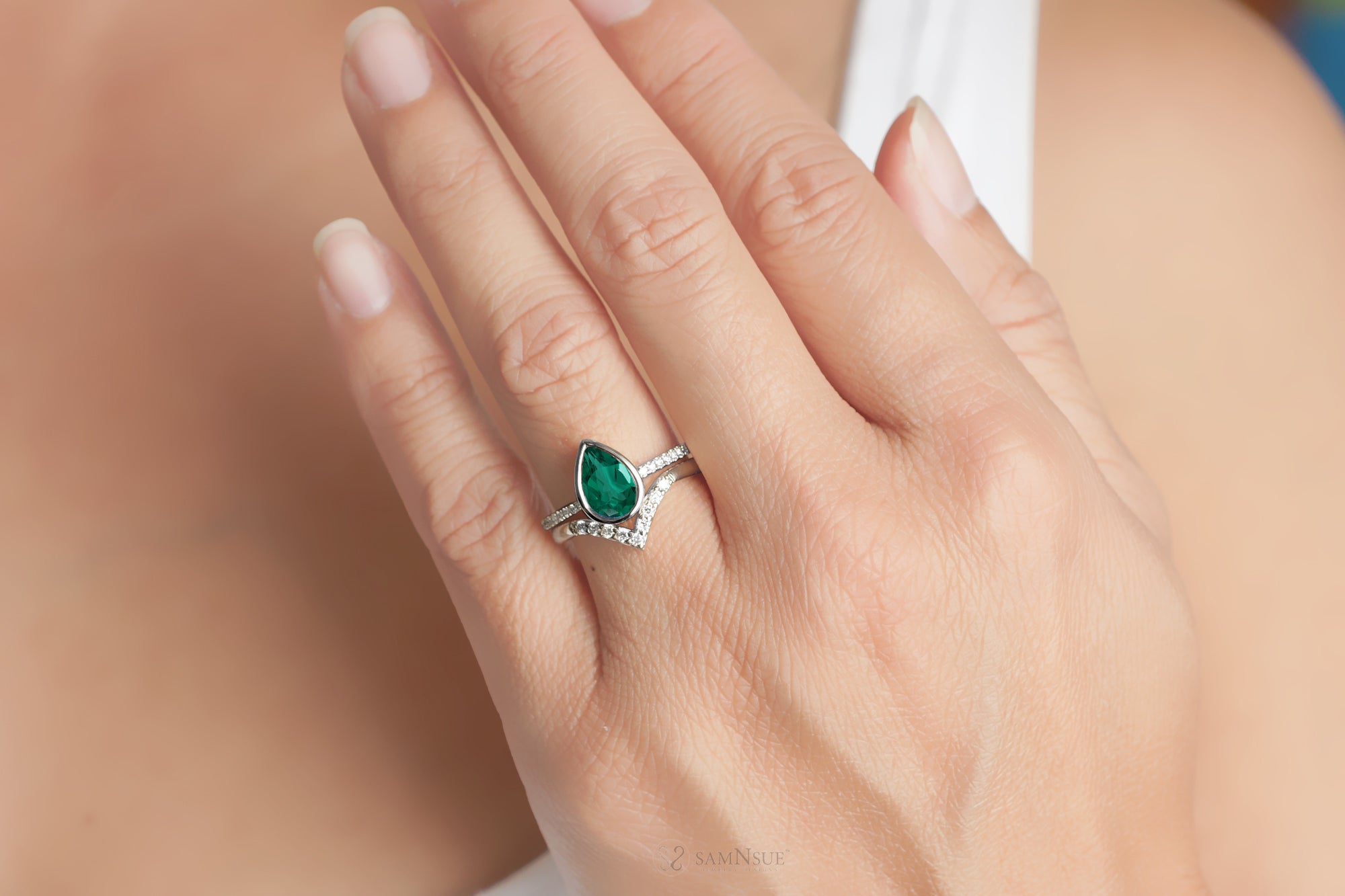 The Beverly Pear Emerald Ring
