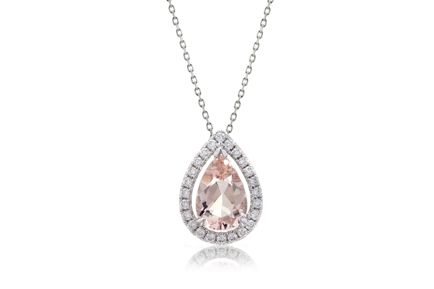 Morganite Pear Diamond Halo Pendant (1.35ct. tw.)