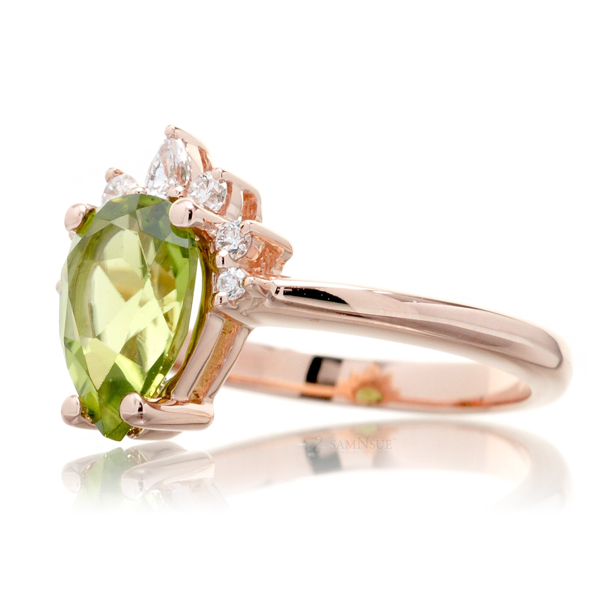 The Pacey Pear Peridot & Diamond Ring