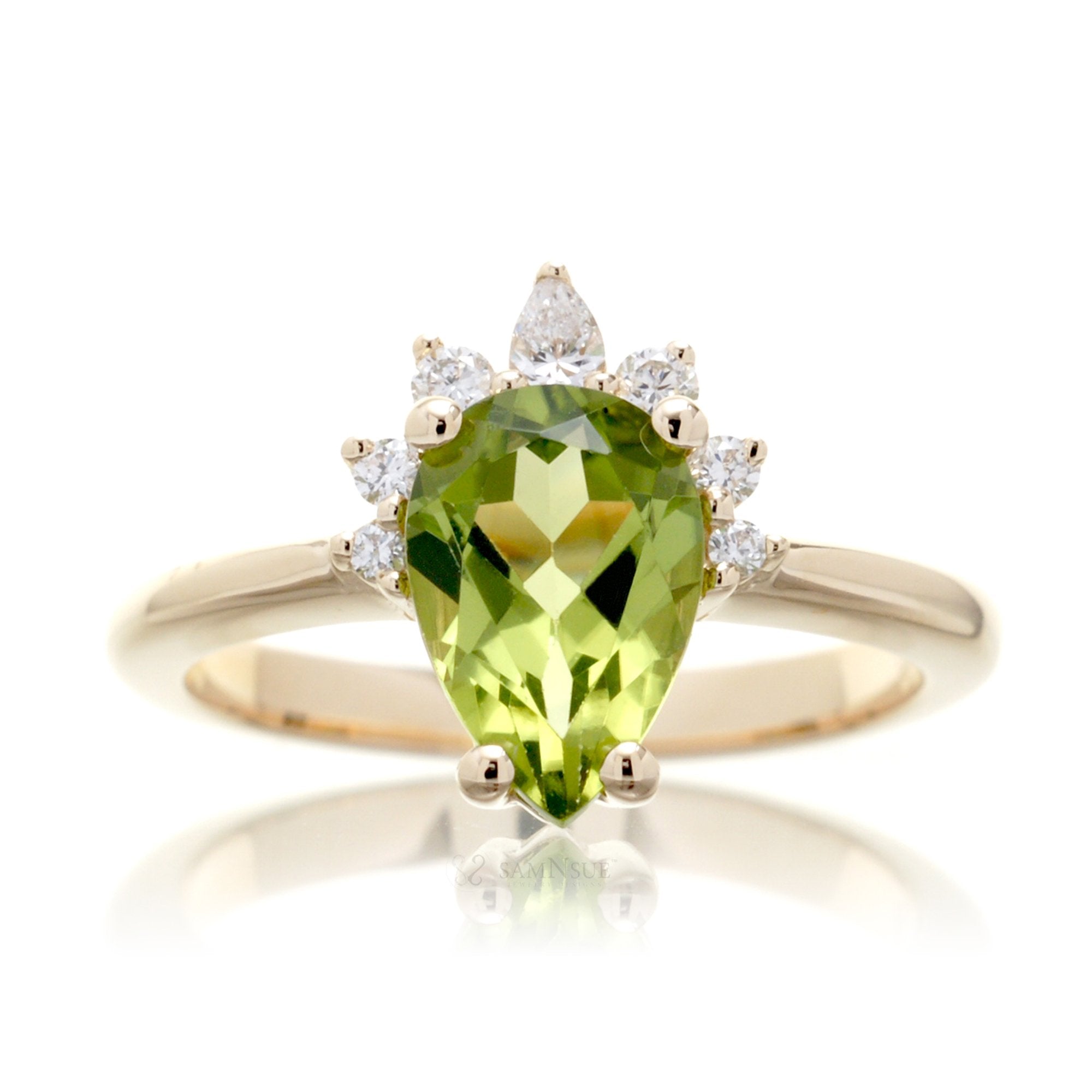 The Pacey Pear Peridot & Diamond Ring