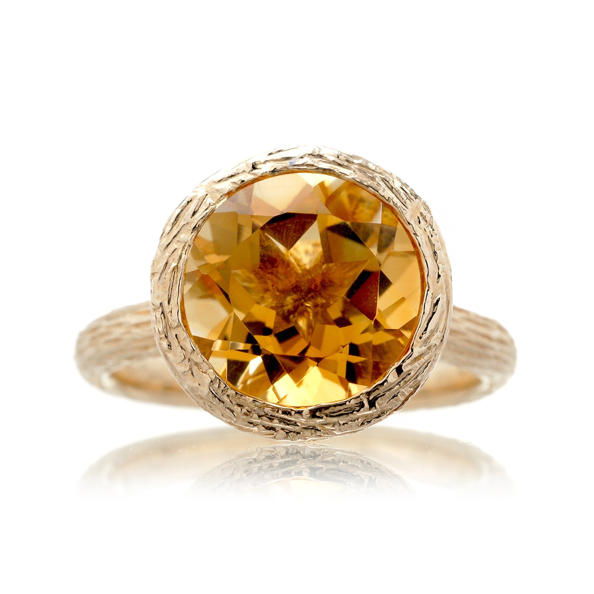The Twig Round Citrine Ring (10mm)