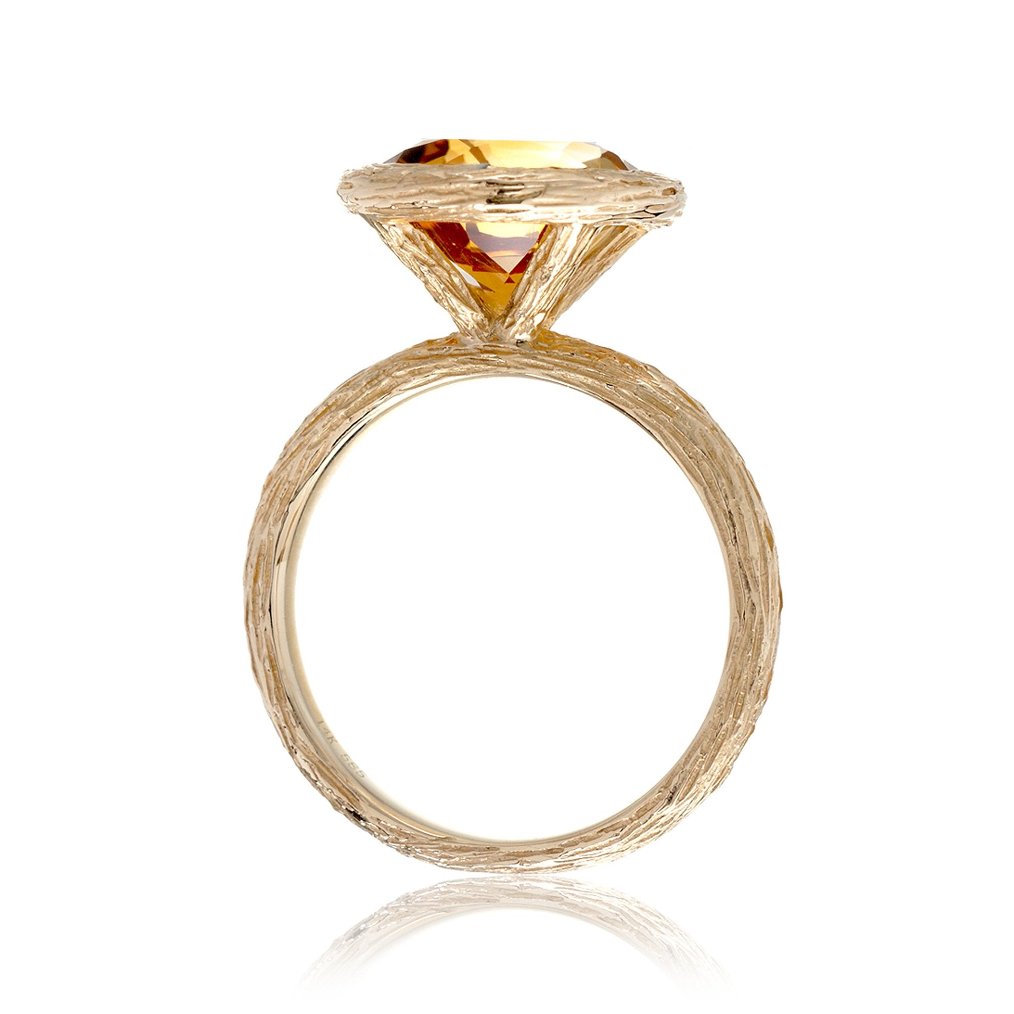 The Twig Round Citrine Ring (10mm)