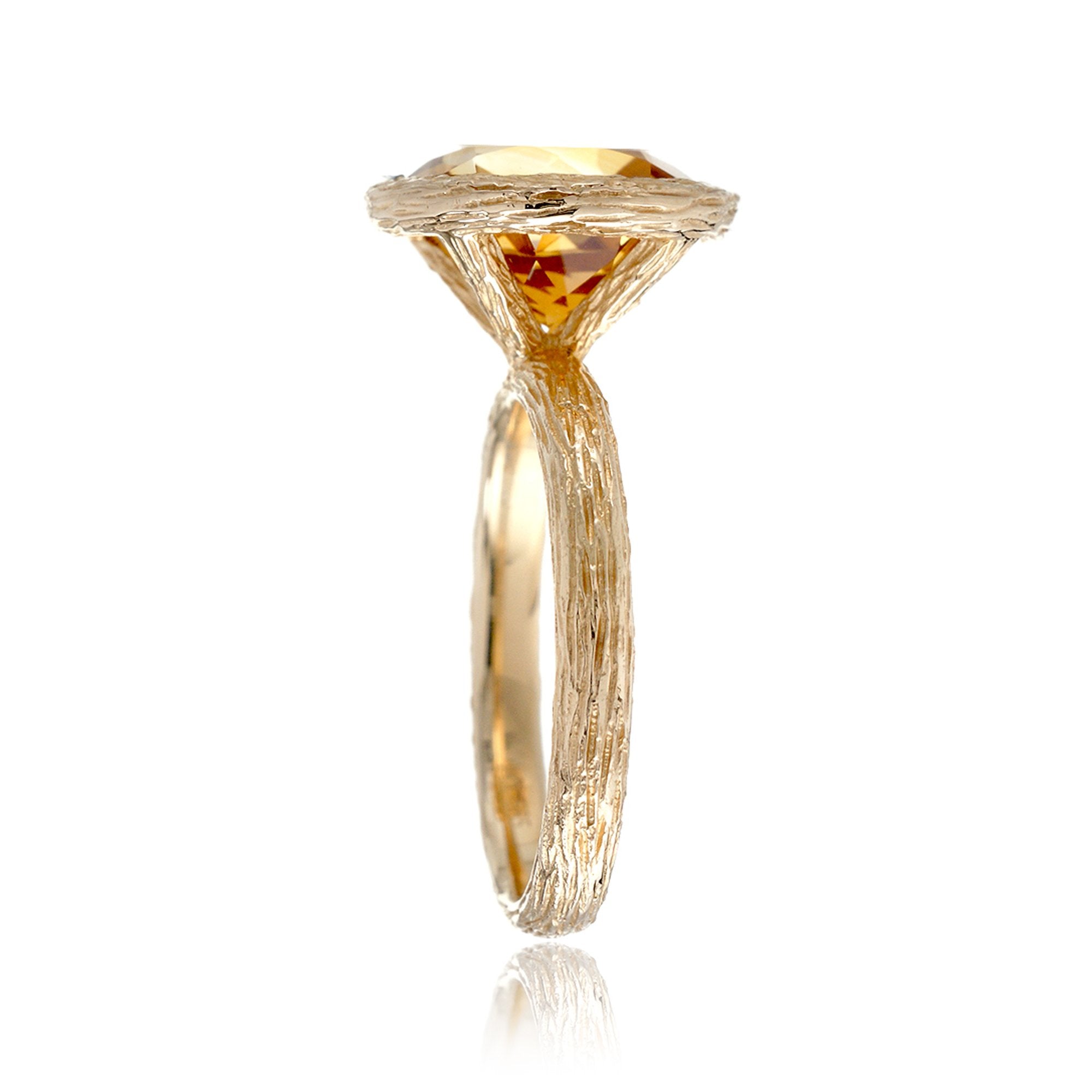 The Twig Round Citrine Ring (10mm)