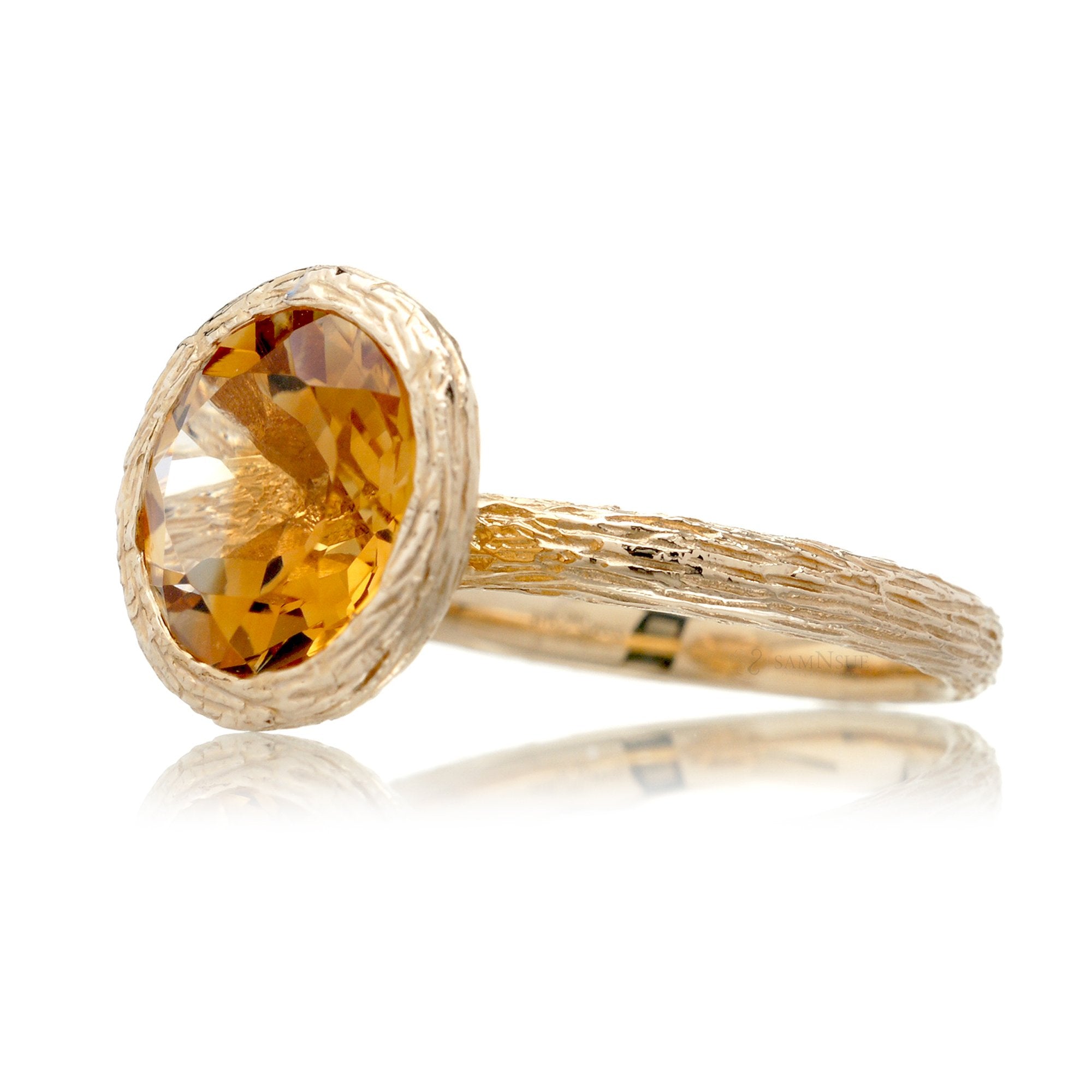 The Twig Round Citrine Ring (10mm)