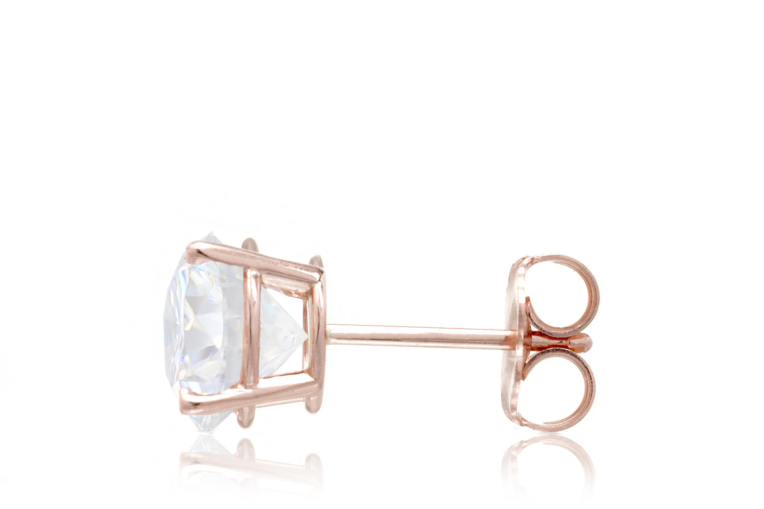 Round Moissanite Stud Earrings (Four-Prongs)