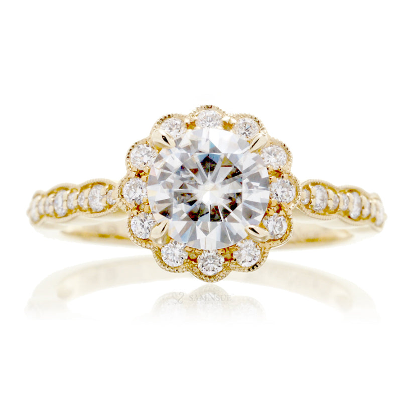 The Scallop Round Moissanite (7mm FB)