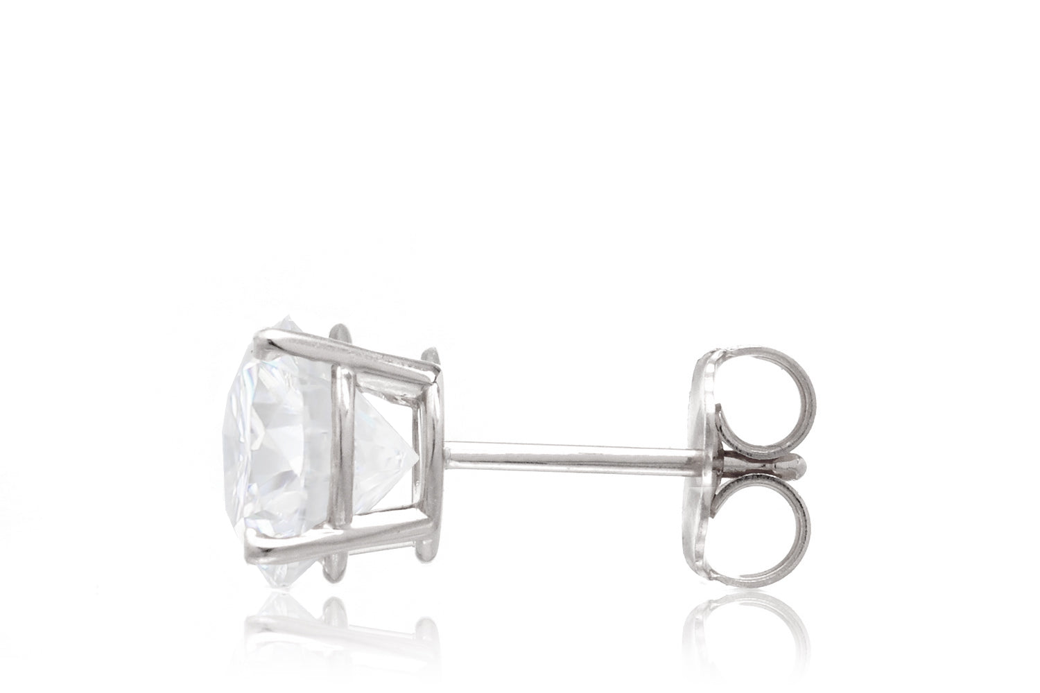 Round Moissanite Stud Earrings (Four-Prongs)