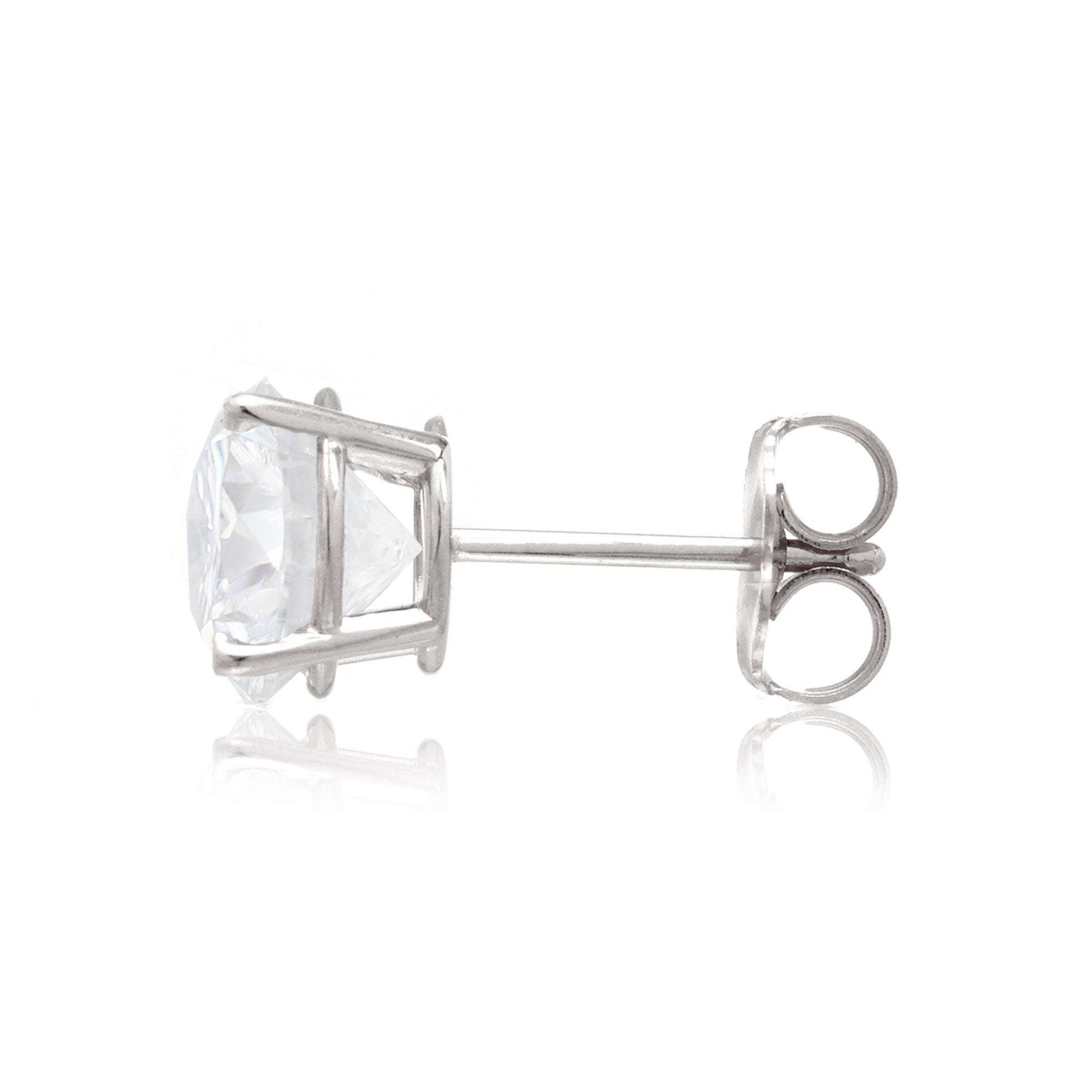 Round Moissanite Stud Earrings (Four-Prongs)
