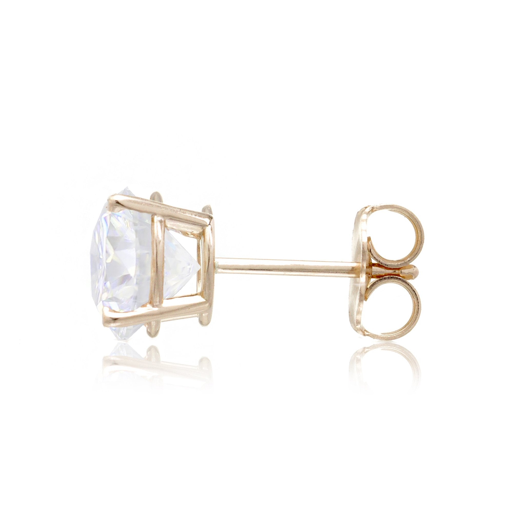 Round Moissanite Stud Earrings (Four-Prongs)
